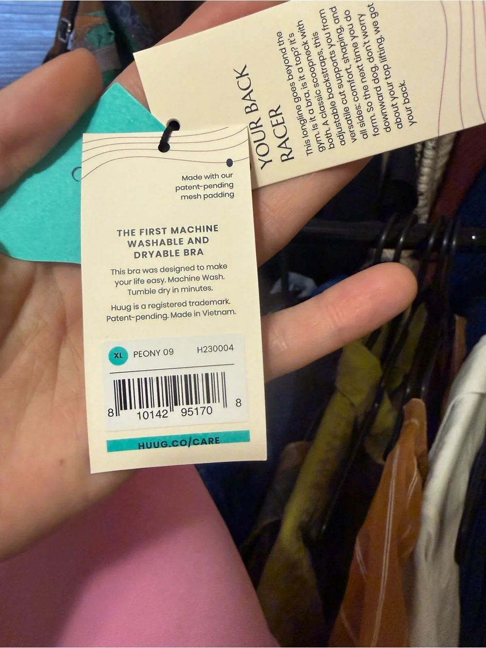 Huug Daily Racerback Bra XL Peony Pink - Picture 5 of 6